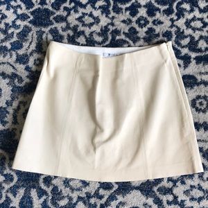 Cream leather mini skirt